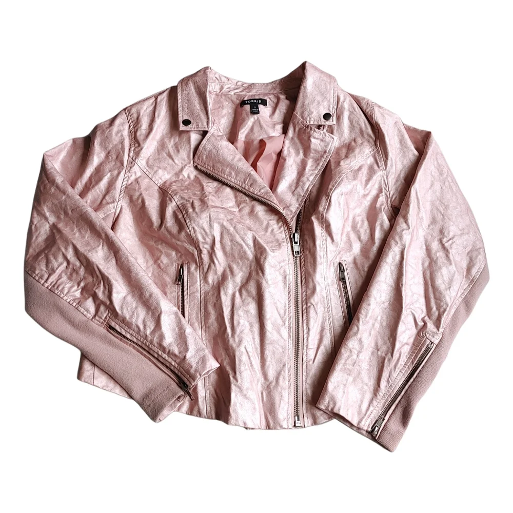 Torrid Metallic Pink Faux Leather Moto Jacket 2X